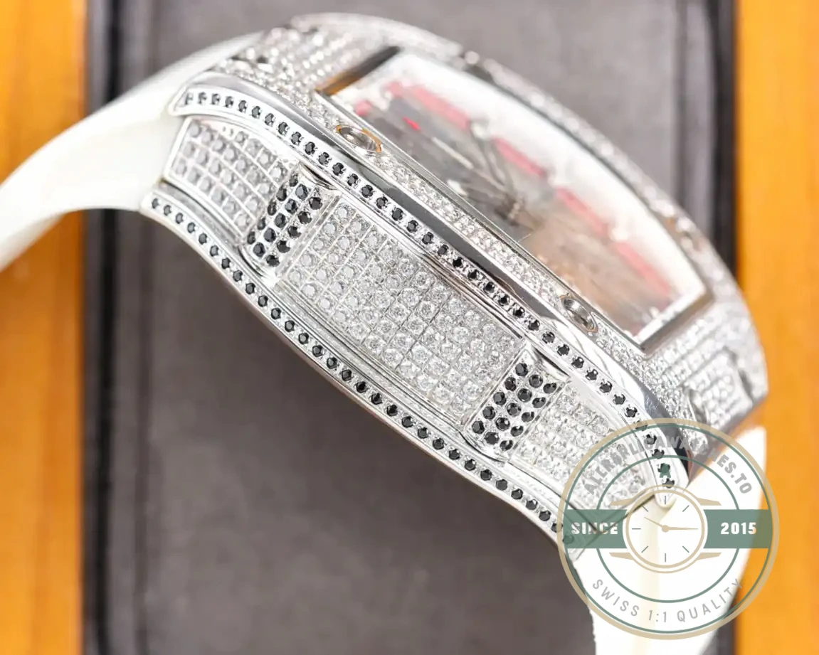 Replica Richard Mille 010 Titanium Diamonds White Strap - Affordable Luxury Replica Timepiece