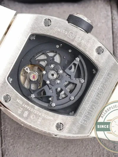 Replica Richard Mille 010 Titanium Diamonds White Strap - 1:1 Swiss Replica Watch