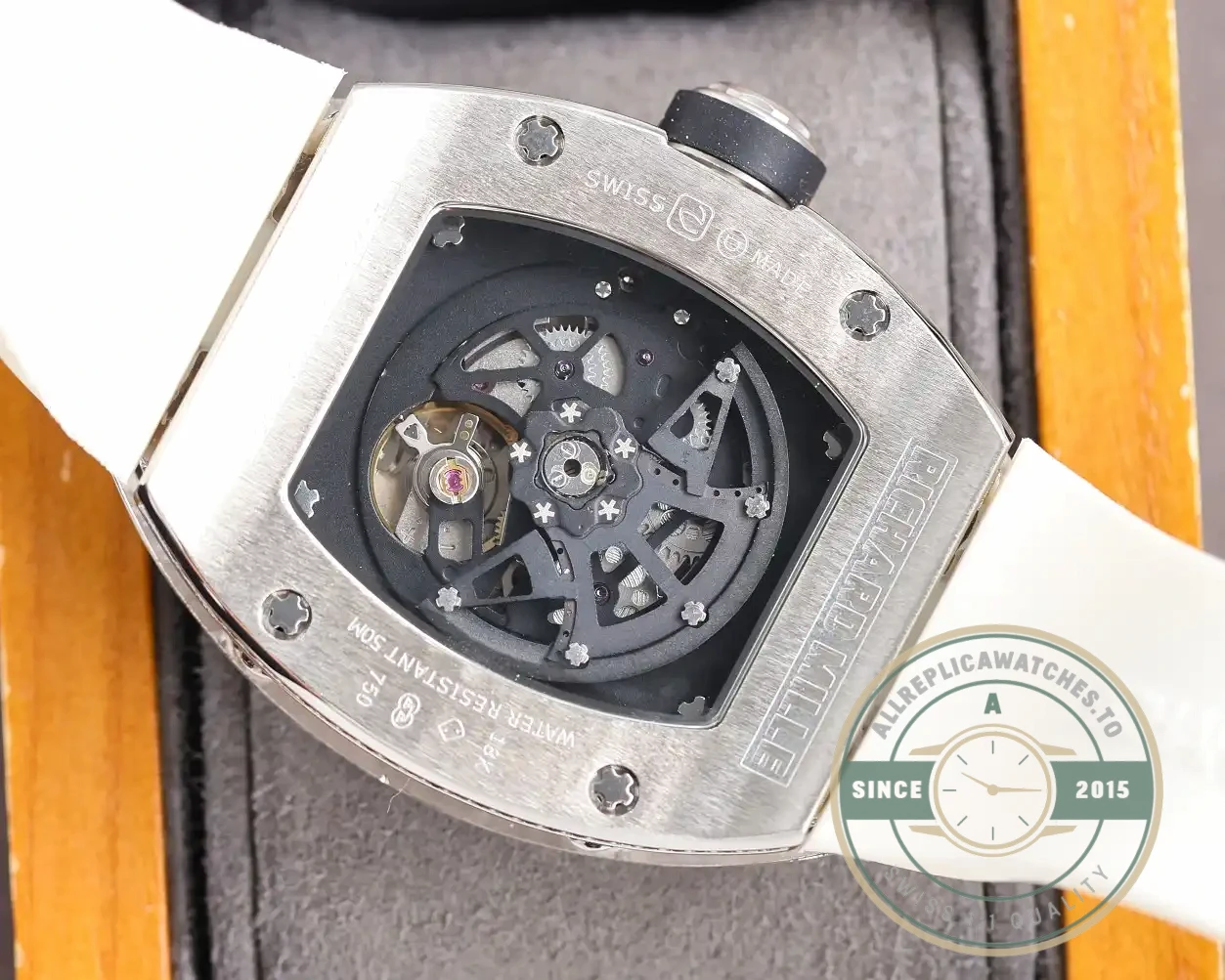 Replica Richard Mille 010 Titanium Diamonds White Strap - 1:1 Swiss Replica Watch