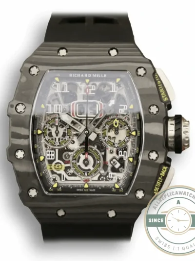 Replica Richard Mille 011-03 Carbon Fiber Black Strap - 1:1 Swiss Replica Watch