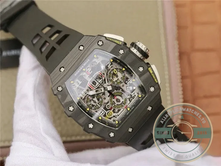 Replica Richard Mille 011-03 Carbon Fiber Black Strap - Affordable Luxury Replica Timepiece