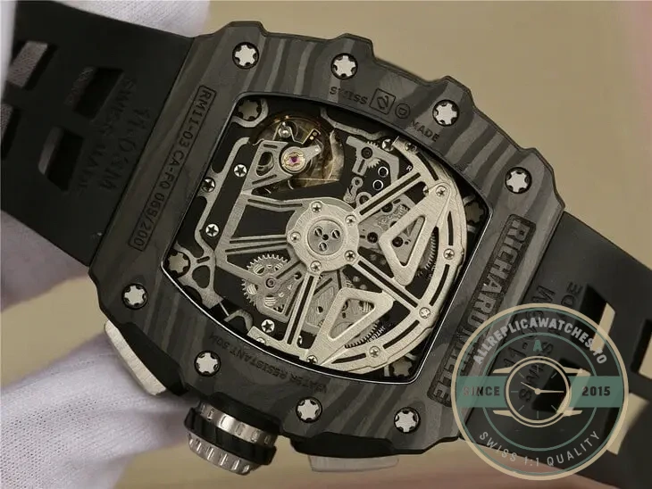 Replica Richard Mille 011-03 Carbon Fiber Black Strap - Luxury Replica Watch