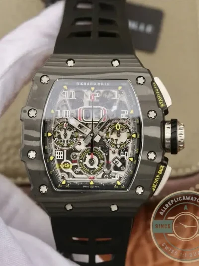 Replica Richard Mille 011-03 Carbon Fiber Black Strap - Affordable Super Clone Watch