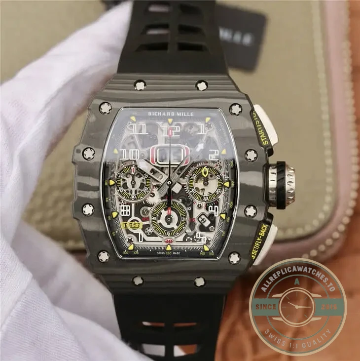 Replica Richard Mille 011-03 Carbon Fiber Black Strap - Affordable Super Clone Watch