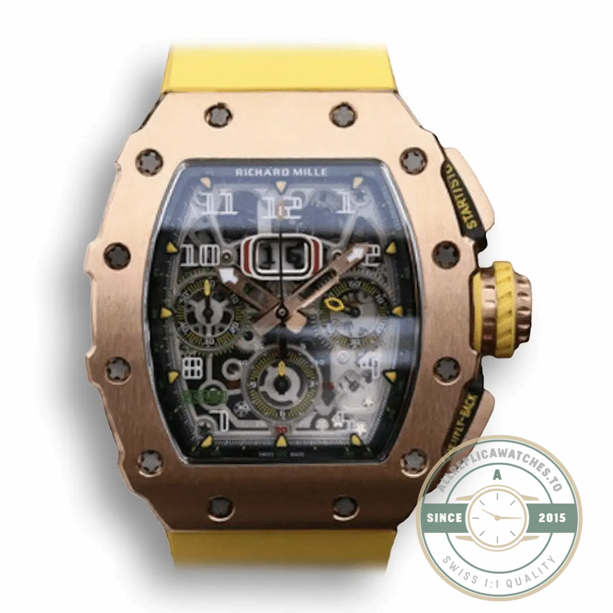 Replica Richard Mille 011-03 Swiss Eta7750 Yellow Strap - Premium Super Clone Watch