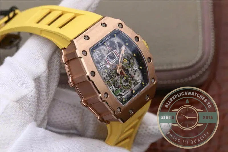 Replica Richard Mille 011-03 Swiss Eta7750 Yellow Strap - High-Grade Replica Watch