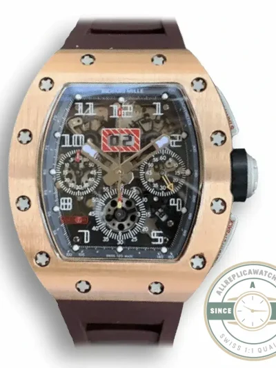 Replica Richard Mille 011 Brown Rubber Strap - Swiss-Made Clone Watch