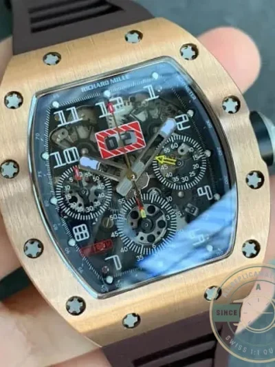 Replica Richard Mille 011 Brown Rubber Strap - Affordable Luxury Replica Timepiece
