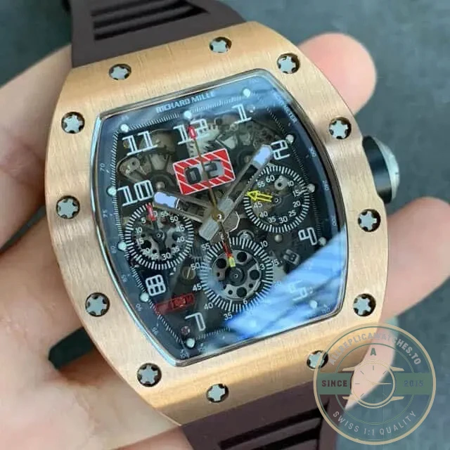 Replica Richard Mille 011 Brown Rubber Strap - Affordable Luxury Replica Timepiece
