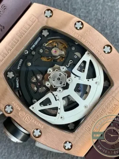 Replica Richard Mille 011 Brown Rubber Strap - Budget Luxury Replica Watch