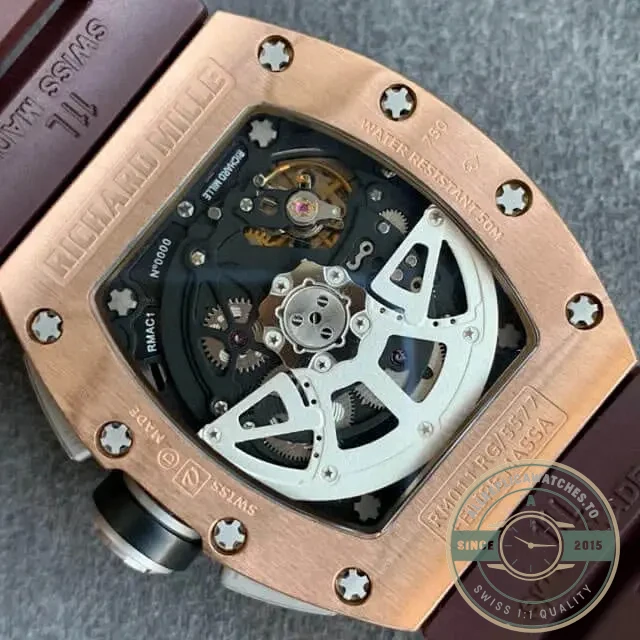 Replica Richard Mille 011 Brown Rubber Strap - Budget Luxury Replica Watch
