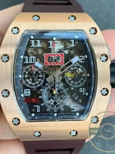 Replica Richard Mille 011 Brown Rubber Strap - Premium Super Clone Watch