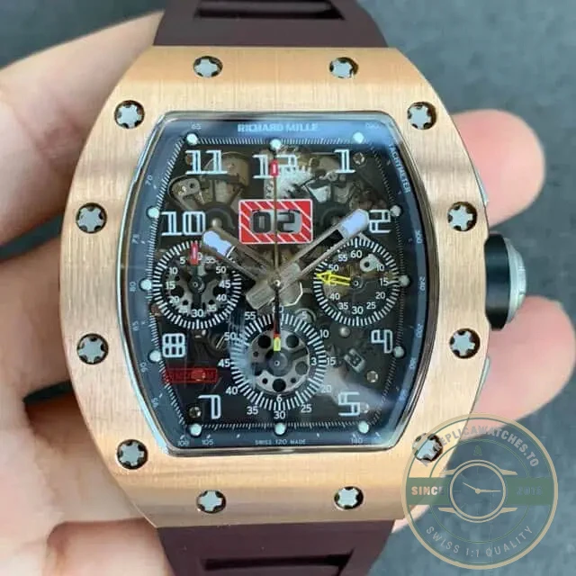 Replica Richard Mille 011 Brown Rubber Strap - Premium Super Clone Watch