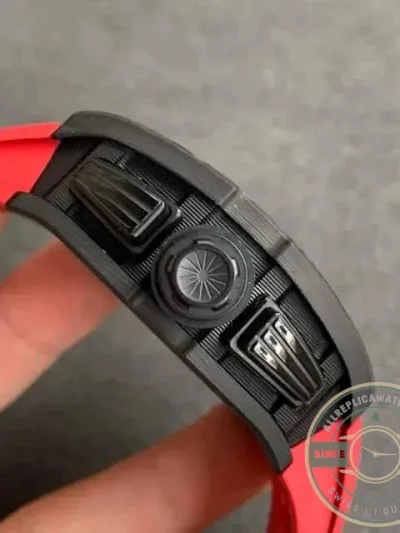 Replica Richard Mille 011 Carbon Case Red Strap - Swiss Movement Replica Watch