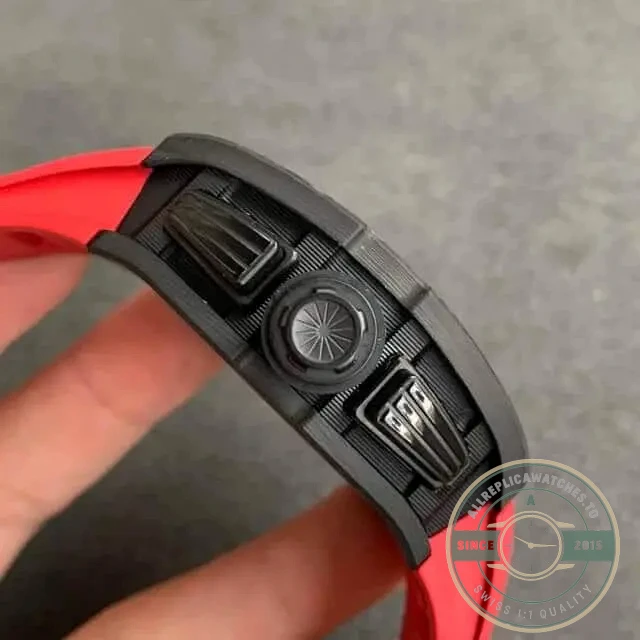 Replica Richard Mille 011 Carbon Case Red Strap - Swiss Movement Replica Watch