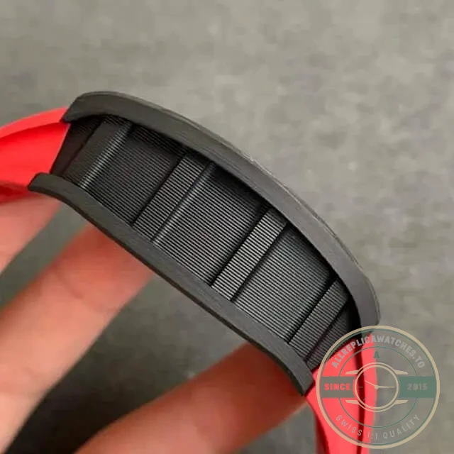 Replica Richard Mille 011 Carbon Case Red Strap - 1:1 Swiss Replica Watch