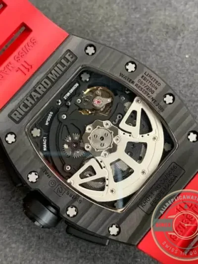 Replica Richard Mille 011 Carbon Case Red Strap - Best Quality Replica Watch