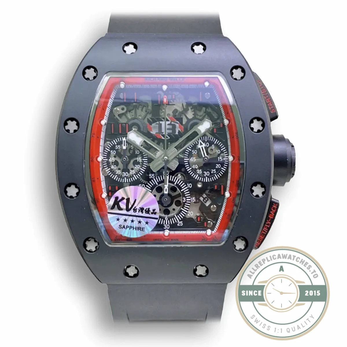 Replica Richard Mille 011 Ceramic Black Strap - Premium Super Clone Watch