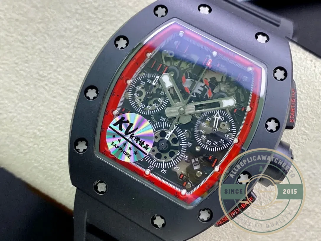 Replica Richard Mille 011 Ceramic Black Strap - 1:1 Swiss Replica Watch