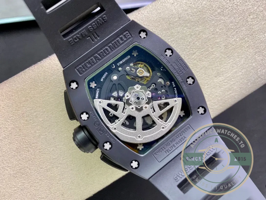Replica Richard Mille 011 Ceramic Black Strap - 1:1 Swiss Replica Watch