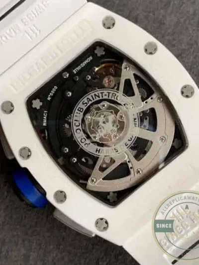 Replica Richard Mille 011 Ceramic White Strap - Swiss Movement Replica Watch