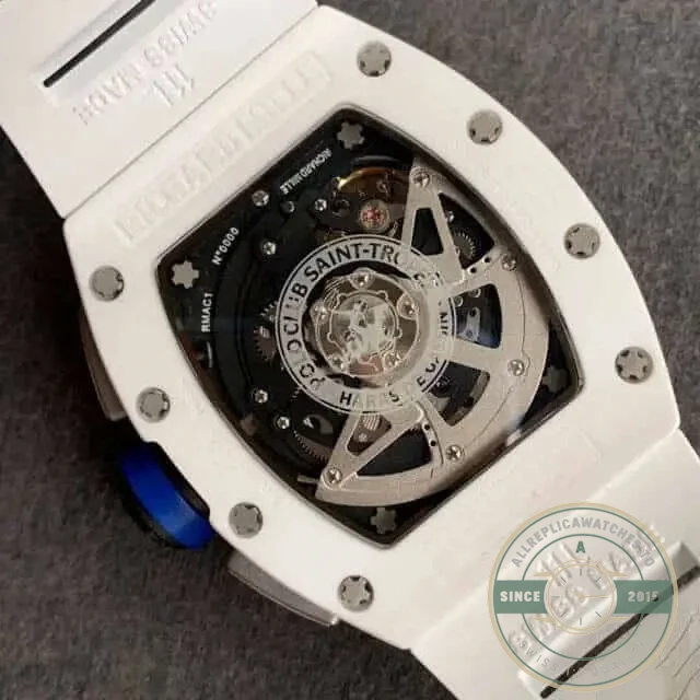 Replica Richard Mille 011 Ceramic White Strap - Swiss Movement Replica Watch