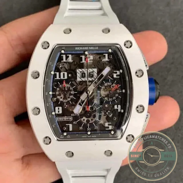 Replica Richard Mille 011 Ceramic White Strap - Swiss-Made Clone Watch
