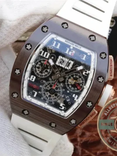 Replica Richard Mille 011 Ceramic White Strap Black Case - 1:1 Swiss Replica Watch
