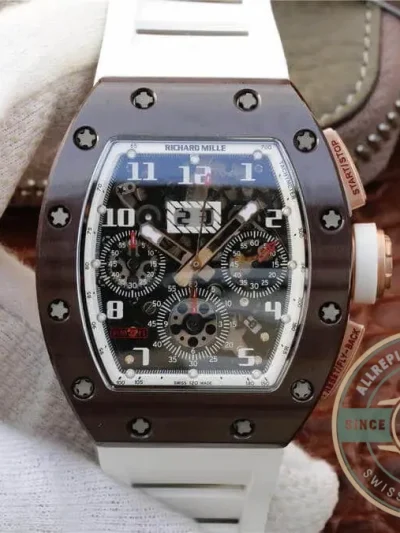 Replica Richard Mille 011 Ceramic White Strap Black Case - Best Quality Replica Watch