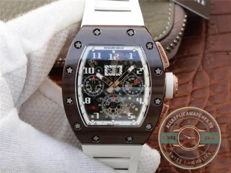 Replica Richard Mille 011 Ceramic White Strap Black Case - Best Quality Replica Watch