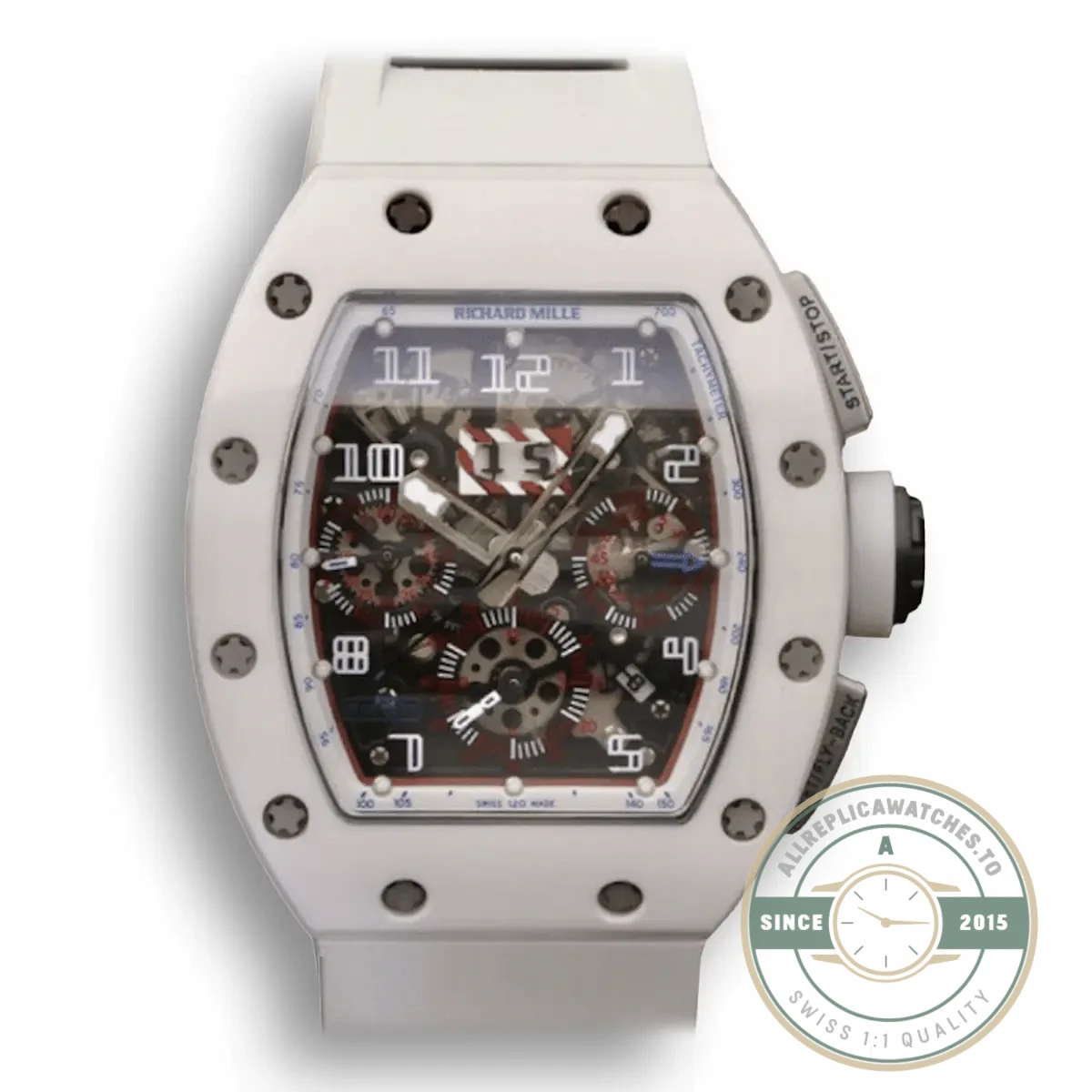 Replica Richard Mille 011 Chronograph Swiss Eta7750 White Rubber Strap - Affordable Luxury Replica Timepiece