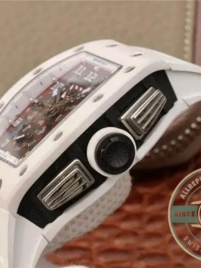 Replica Richard Mille 011 Chronograph Swiss Eta7750 White Rubber Strap - 1:1 Swiss Replica Watch