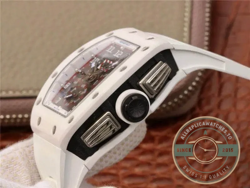 Replica Richard Mille 011 Chronograph Swiss Eta7750 White Rubber Strap - 1:1 Swiss Replica Watch