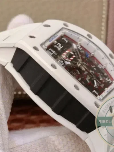 Replica Richard Mille 011 Chronograph Swiss Eta7750 White Rubber Strap - Swiss-Made Clone Watch