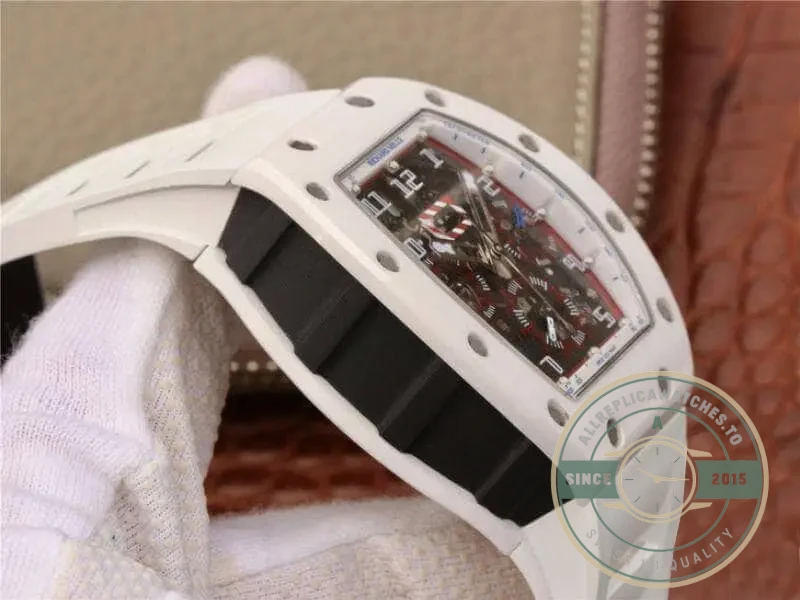 Replica Richard Mille 011 Chronograph Swiss Eta7750 White Rubber Strap - Swiss-Made Clone Watch