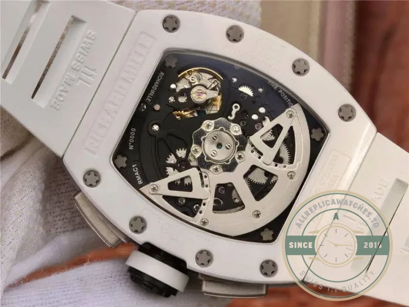 Replica Richard Mille 011 Chronograph Swiss Eta7750 White Rubber Strap - High-Grade Replica Watch