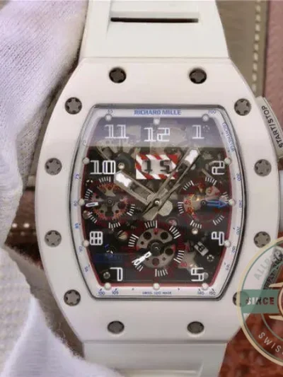 Replica Richard Mille 011 Chronograph Swiss Eta7750 White Rubber Strap - Premium Super Clone Watch