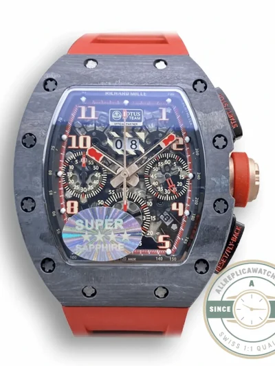 Replica Richard Mille 011 Red Rubber Strap - High-Grade Replica Watch
