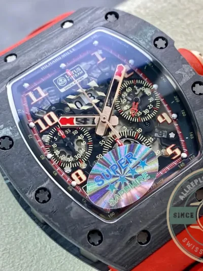 Replica Richard Mille 011 Red Rubber Strap - Swiss-Made Clone Watch