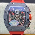Replica Richard Mille 011 Red Rubber Strap - Swiss Movement Replica Watch