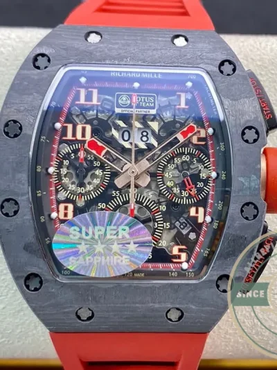 Replica Richard Mille 011 Red Rubber Strap - Swiss Movement Replica Watch