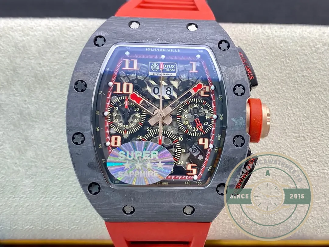 Replica Richard Mille 011 Red Rubber Strap - Swiss Movement Replica Watch