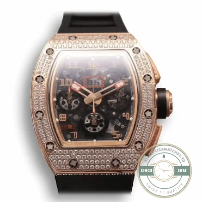 Replica Richard Mille 011 Rg/5423 Rose Gold Diamond Swiss Movement - 1:1 Swiss Replica Watch