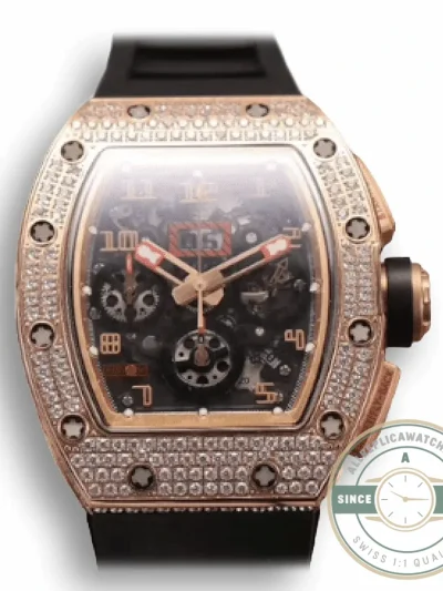 Replica Richard Mille 011 Rg/5423 Rose Gold Diamond Swiss Movement - 1:1 Swiss Replica Watch