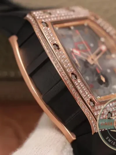 Replica Richard Mille 011 Rg/5423 Rose Gold Diamond Swiss Movement - Affordable Super Clone Watch