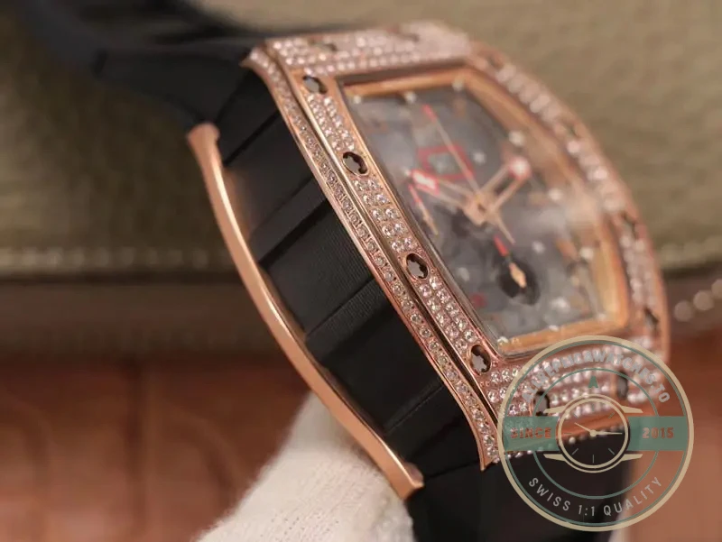 Replica Richard Mille 011 Rg/5423 Rose Gold Diamond Swiss Movement - Affordable Super Clone Watch