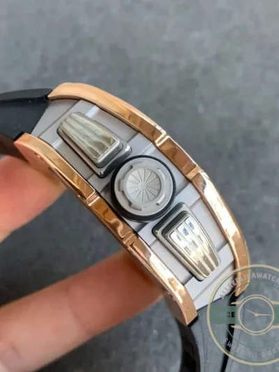 Replica Richard Mille 011 Rose Gold Black Strap - Swiss Movement Replica Watch