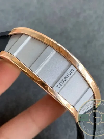 Replica Richard Mille 011 Rose Gold Black Strap - Swiss Movement Replica Watch
