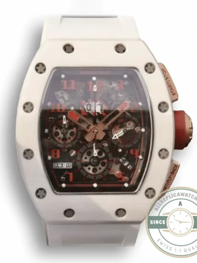 Replica Richard Mille 011 Swiss Eta7750 Crystal Dial With Red Paint On Marker - Affordable Super Clone Watch