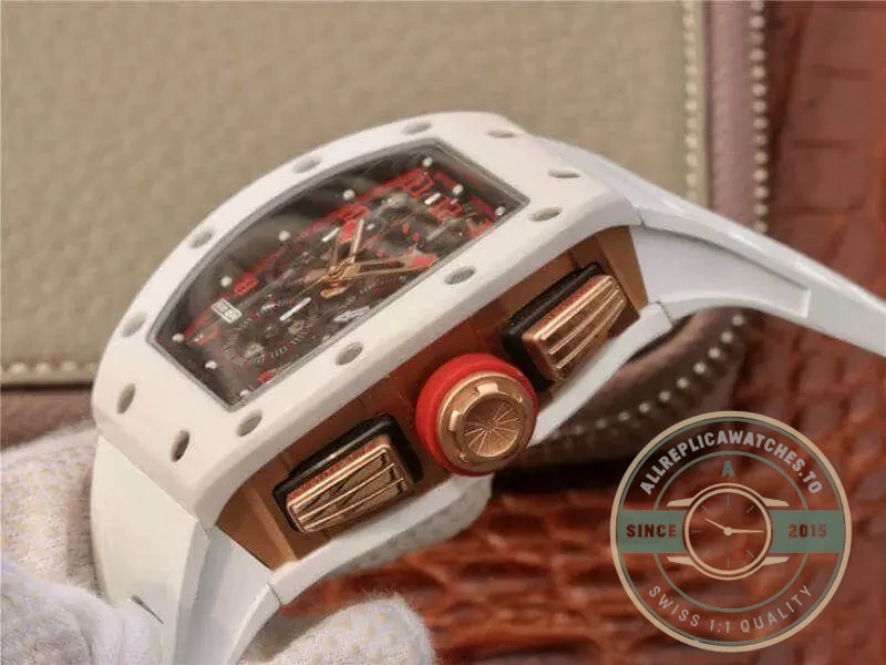 Replica Richard Mille 011 Swiss Eta7750 Crystal Dial With Red Paint On Marker - High-Grade Replica Watch